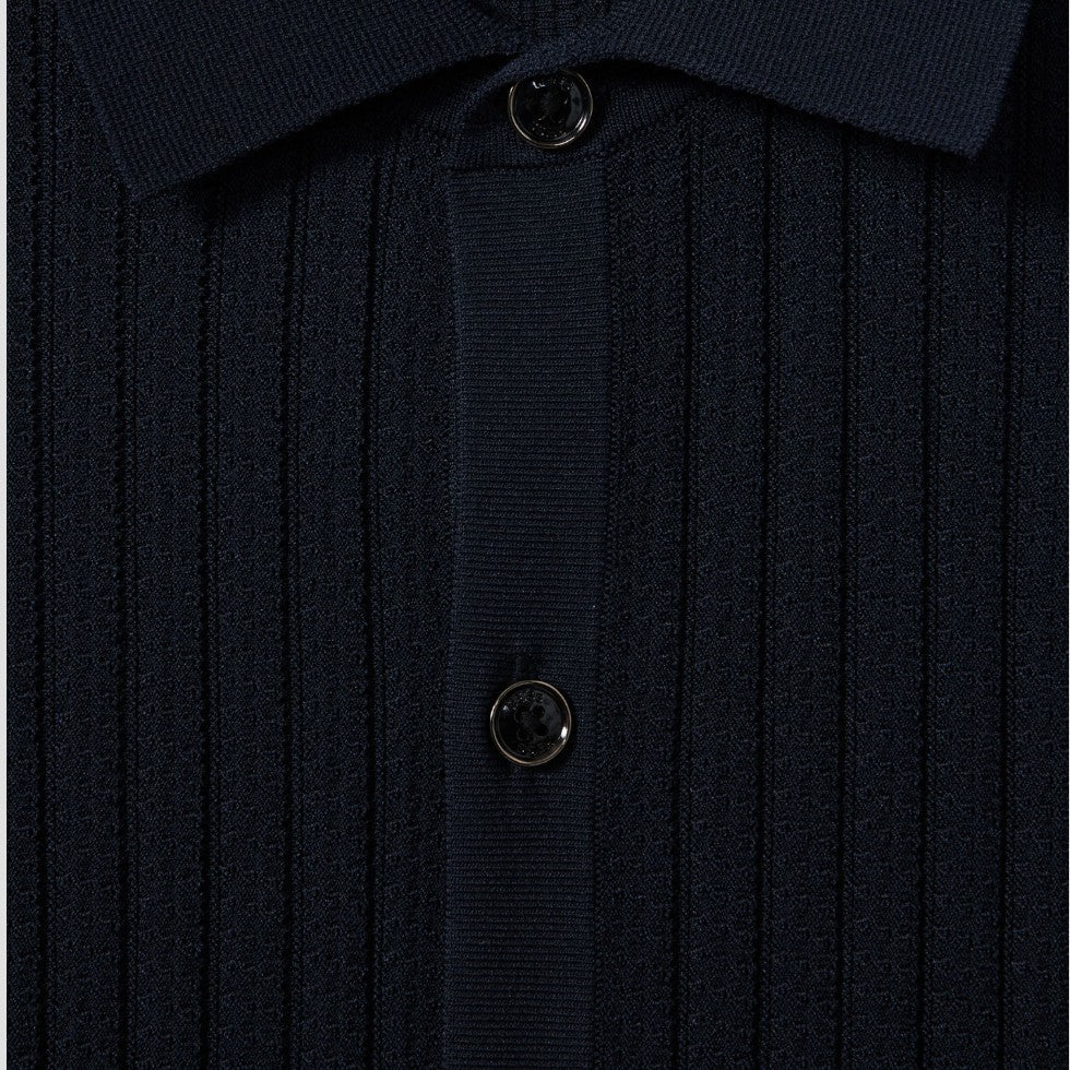 Theo | Men’s Polo Shirt with Ribbed Knit and Button-Down V Collar-6