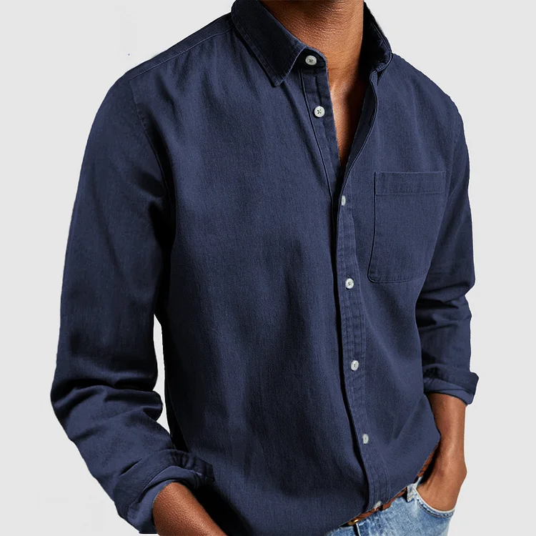 Alden - Men's Casual Shirt in Breathable Fabric with Notched Collar-1