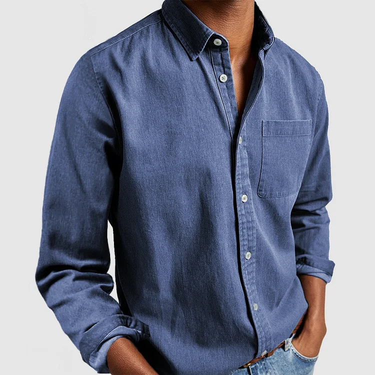 Alden - Men's Casual Shirt in Breathable Fabric with Notched Collar-3