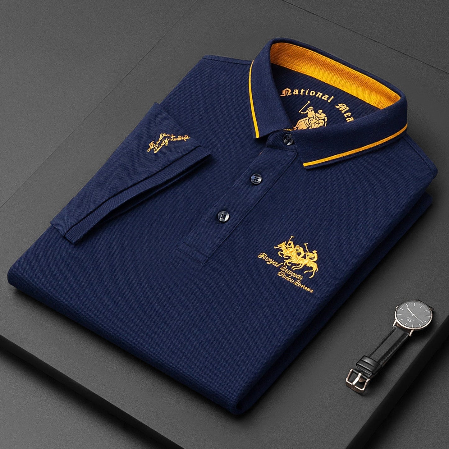 Marvin - Men’s Long Sleeve Polo Shirt in Breathable Fabric-3