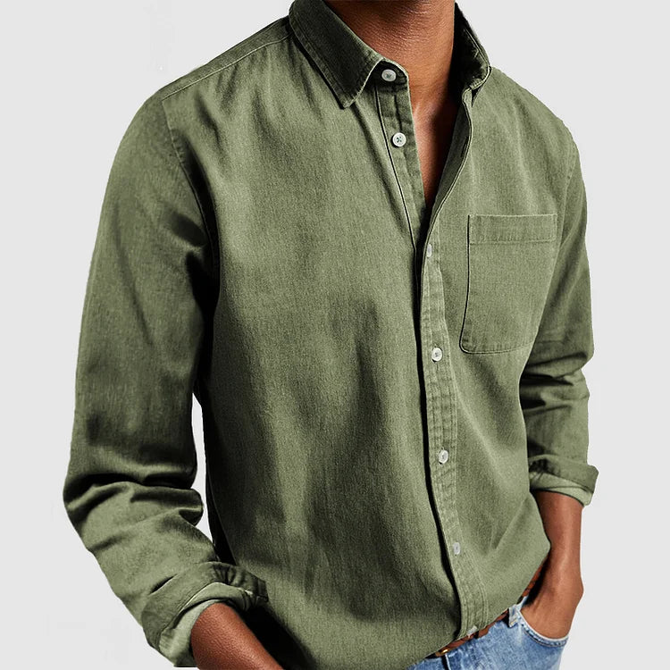 Alden - Men's Casual Shirt in Breathable Fabric with Notched Collar-6